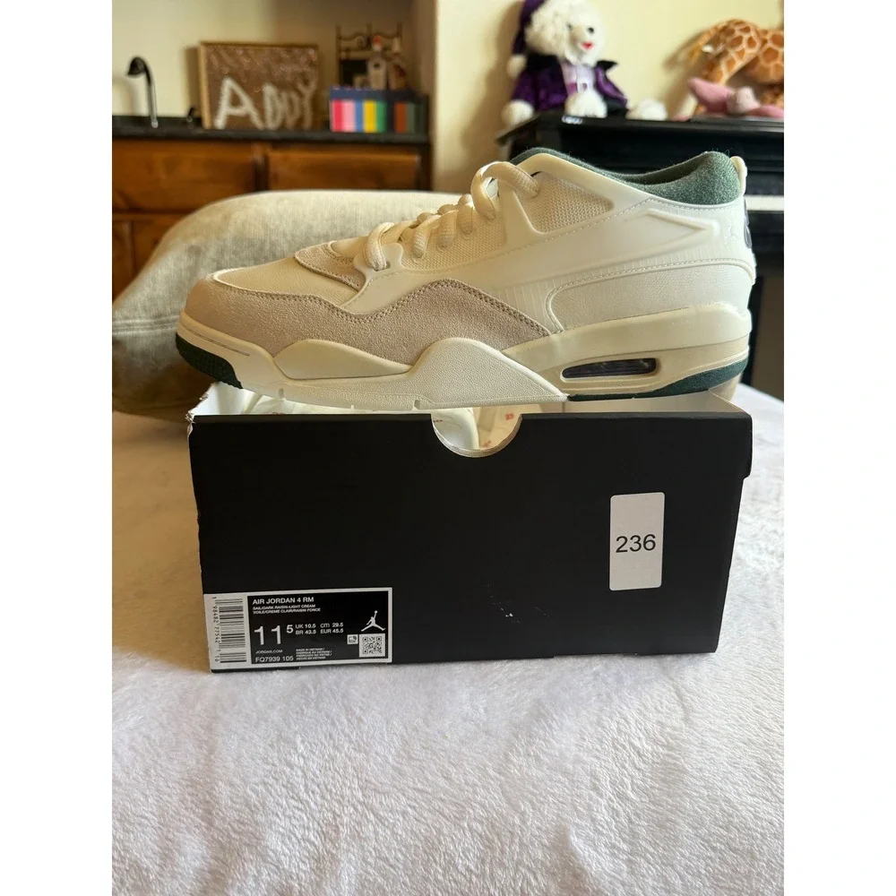 Air Jordan 4 RM Light Cream Midnight Green FQ7939-105 Mens Size 11.5 Low Sneaker